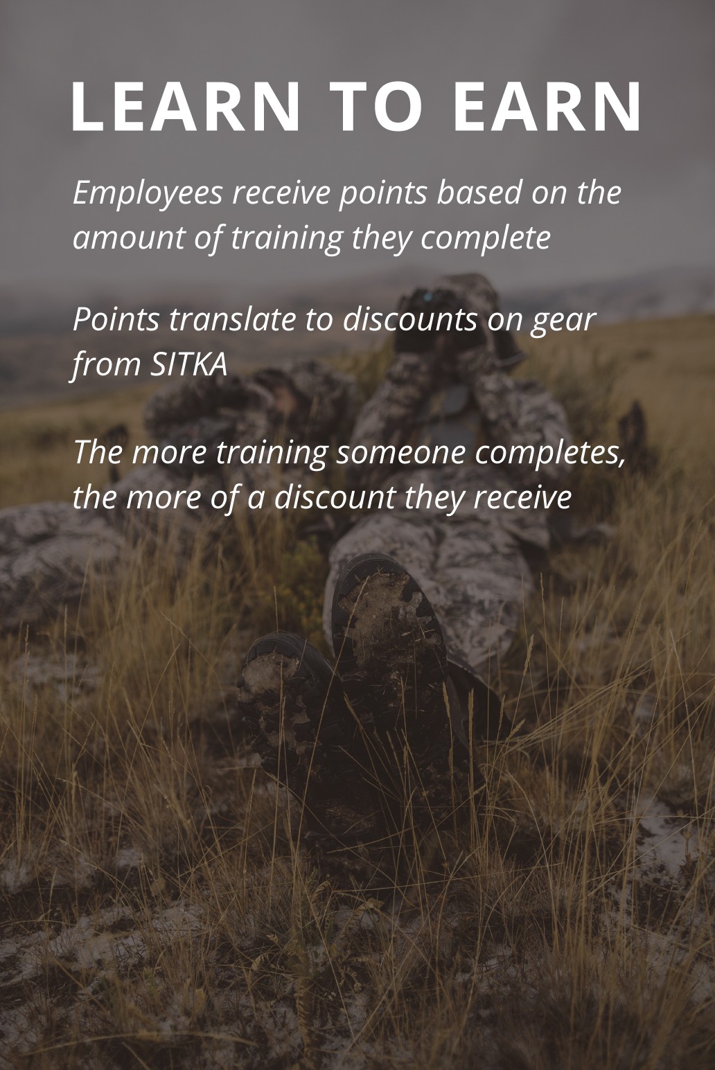 a description of the Learn to earn program from SITKA gear