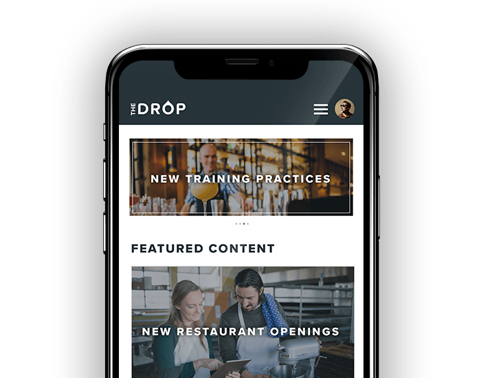 The Wisetail LMS for restaurants displays a phone with an LMS with restaurant content.