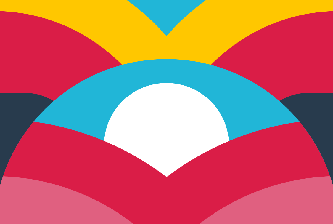geometric pattern in blue, yellow, red, blue, red and pink. white circle in middle.decorative pattern.